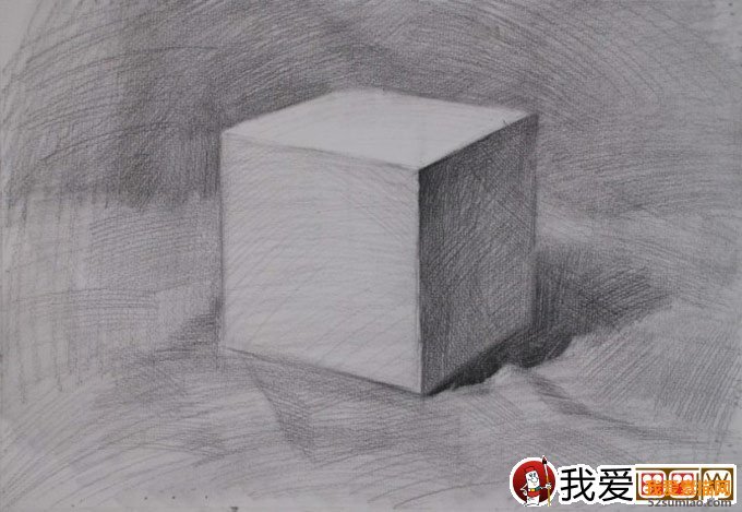 石膏立方體素描教程：立方體結構明暗素描繪畫步驟10