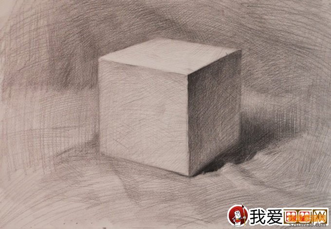 石膏立方體素描教程：立方體結構明暗素描繪畫步驟11
